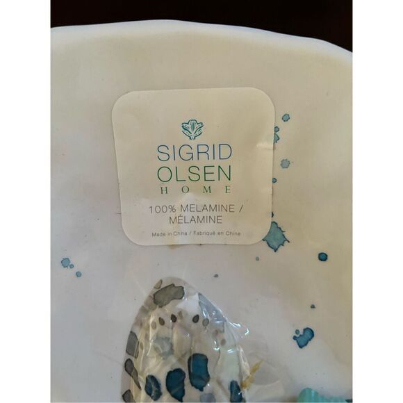 New Sigrid Olsen Set Large Melamine Serving Bowl 14" and snack plate Ocean Sea L - Picture 3 of 6